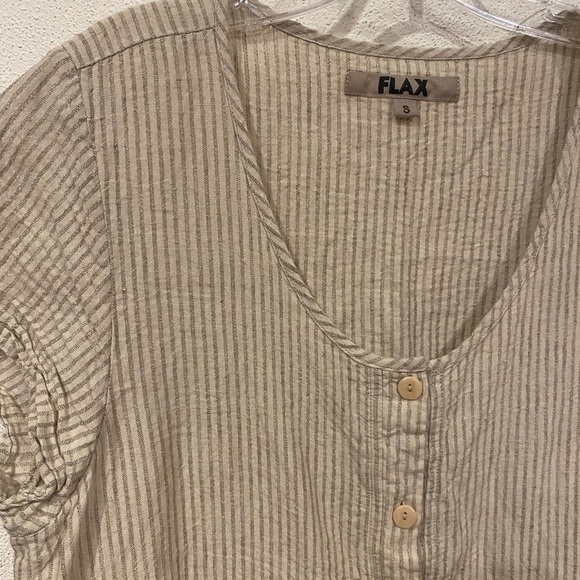 Flax Striped Linen Lagenlook Tunic Size Small EUC - Picture 3 of 4